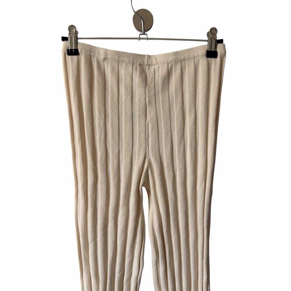 Find Me Now Womens Small Ribbed Pants Straight Leg Cream Ivory Lounge Casual - Picture 10 of 10